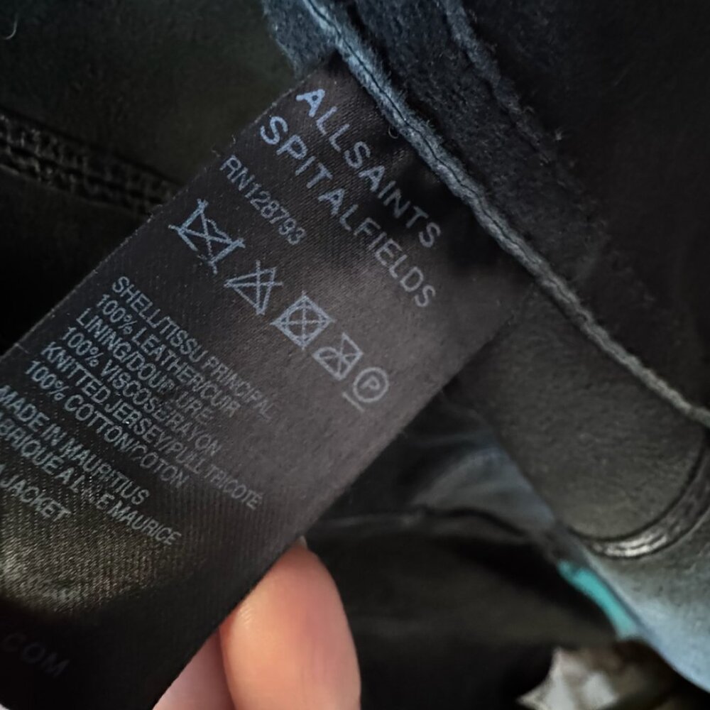 [Rare] AllSaints Spitalfields Datya Drape Black Leather Jacket, UK size 10 - Picture 5 of 9